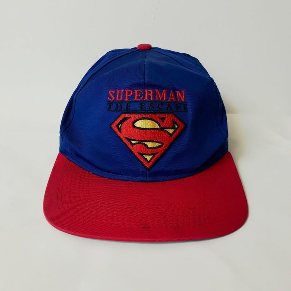 90s VINTAGE Six Flags Snapback Superman Ride Hat Cap Logo Rollercoaster OSFA OG - Picture 8 of 8